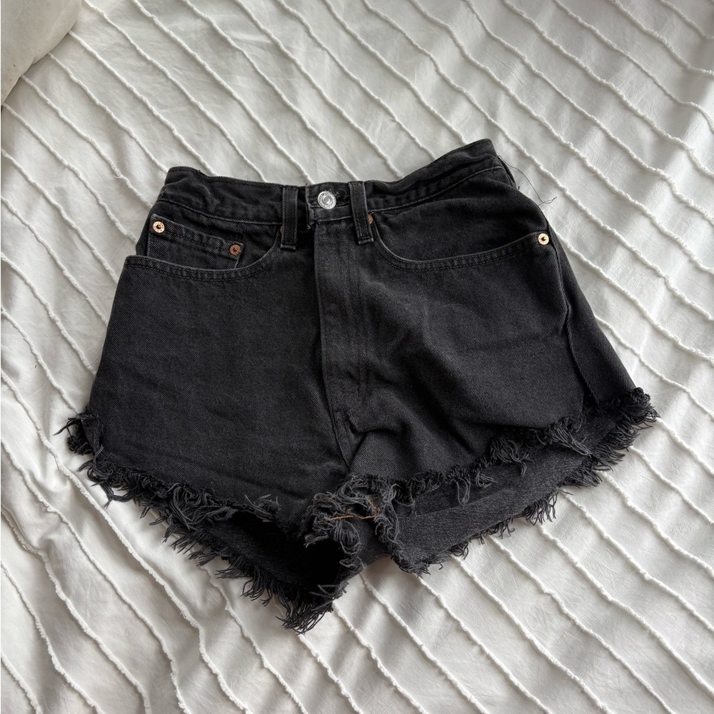 Levi's Black Frayed Jean Shorts